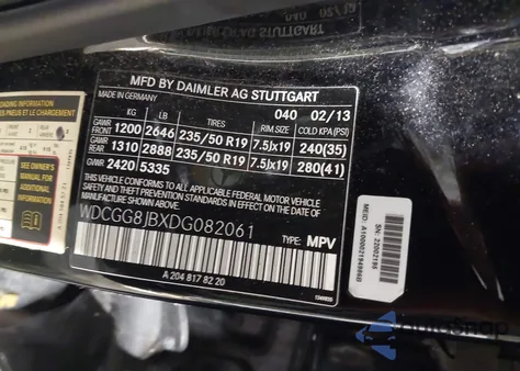 2013 Mercedes-Benz Glk 350 4Matic из США, поврежденный, VIN WDCGG8JBXDG082061